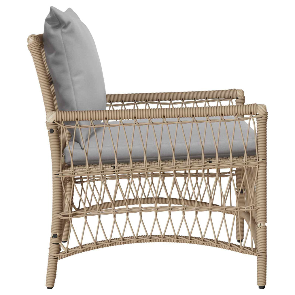 Gartenstuhl mit Kissen Beige 73 x 61 x 77 cm Poly-Rattan