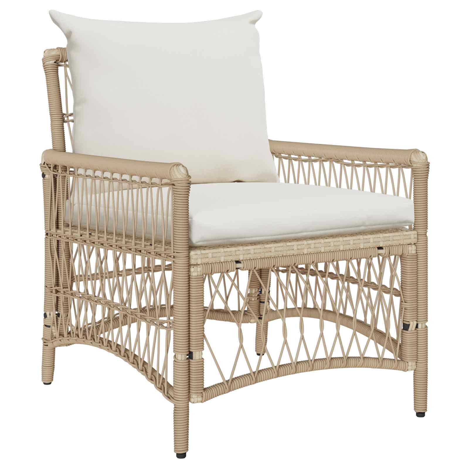 Gartenstuhl mit Kissen Beige 73 x 61 x 77 cm Poly-Rattan