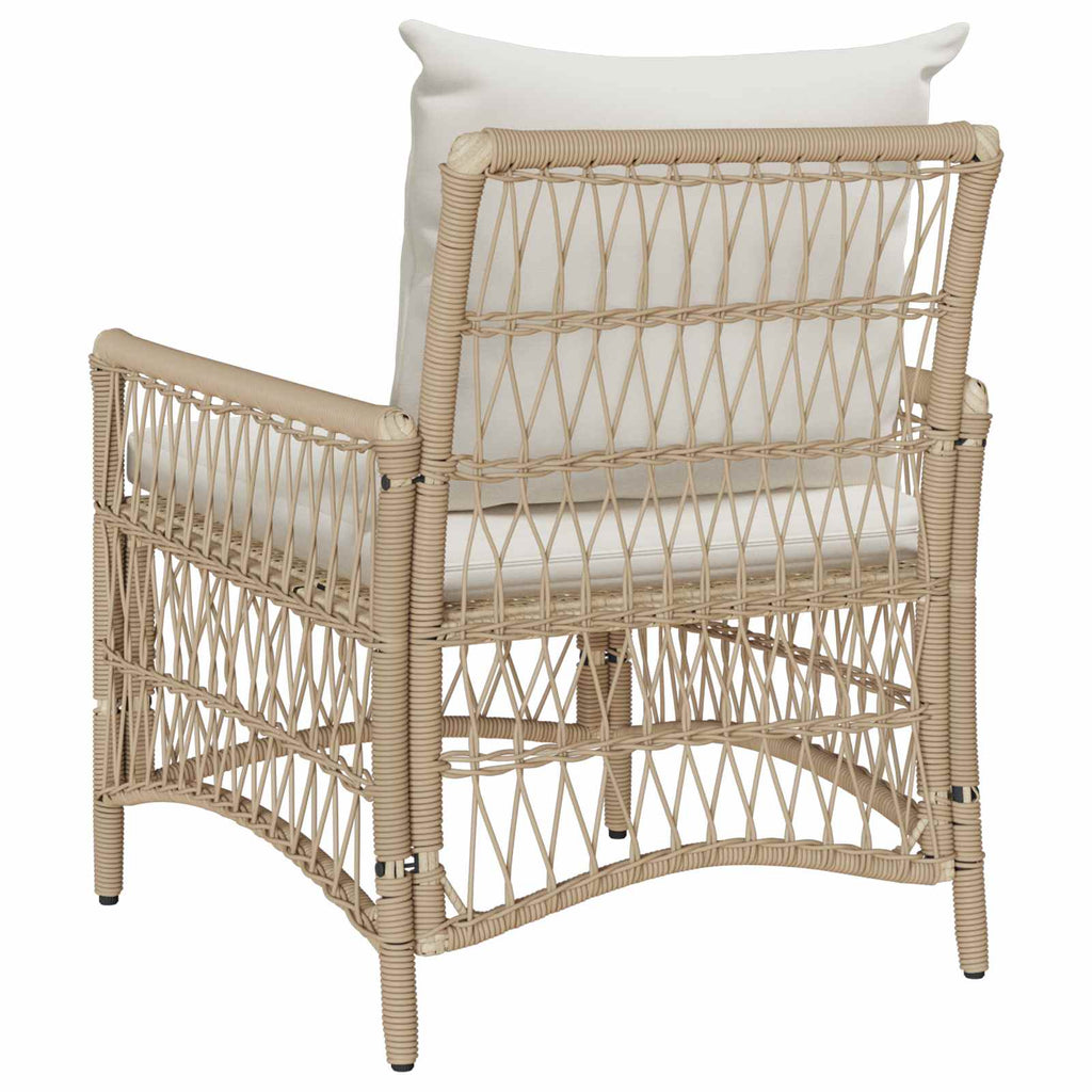 Gartenstuhl mit Kissen Beige 73 x 61 x 77 cm Poly-Rattan