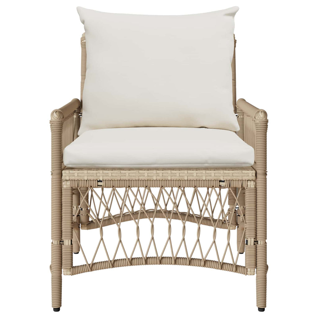 Gartenstuhl mit Kissen Beige 73 x 61 x 77 cm Poly-Rattan