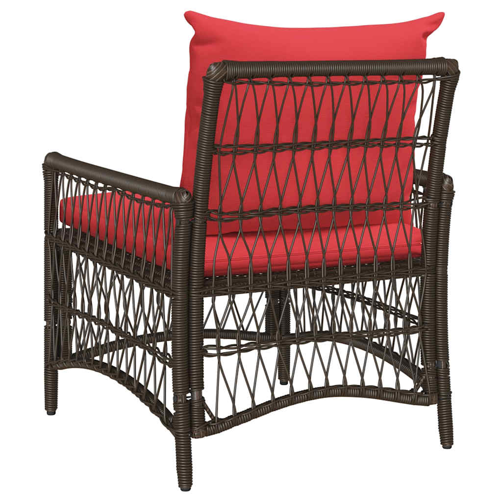 Gartenstuhl mit Kissen Braun 73 x 61 x 77 cm Poly-Rattan