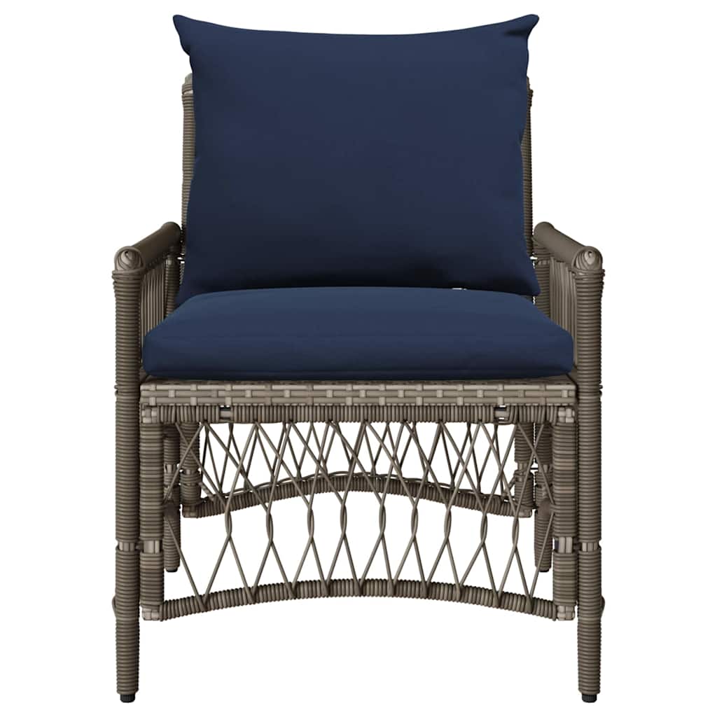 Gartenstuhl mit Kissen Grau 73 x 61 x 77 cm Poly-Rattan