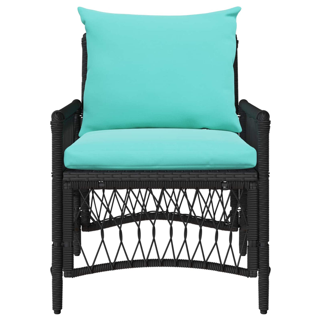 Gartenstuhl mit Kissen Schwarz 73 x 61 x 77 cm Poly-Rattan