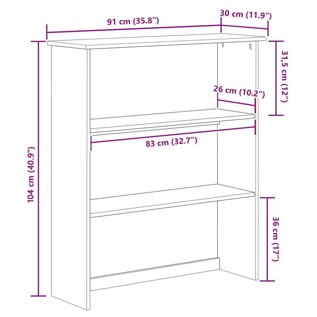 Hutch ASKIM 91 x 30 x 104 cm Massives Kiefernholz