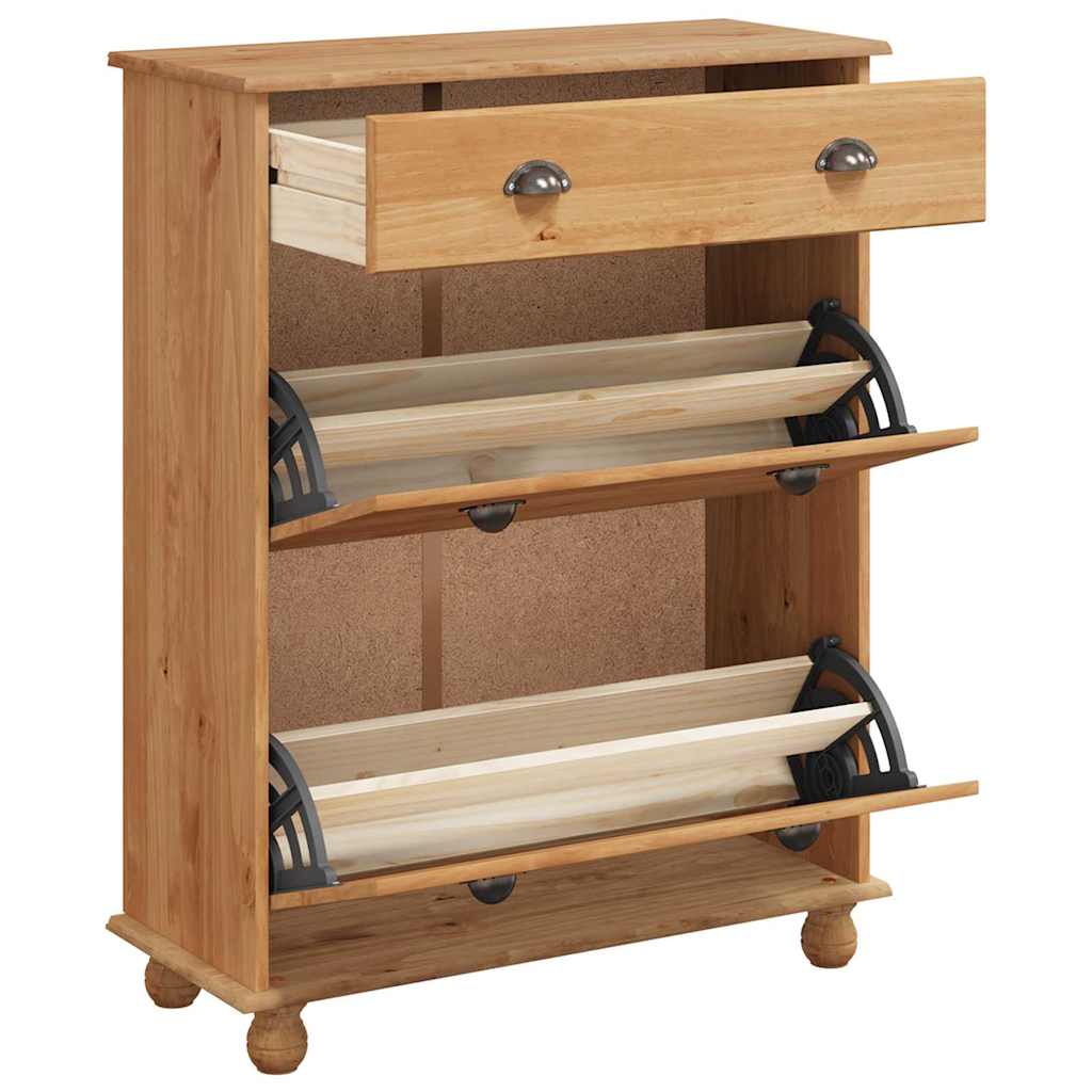Schuhschrank ASKIM Braun 85 x 35 x 108 cm Massives Kiefernholz