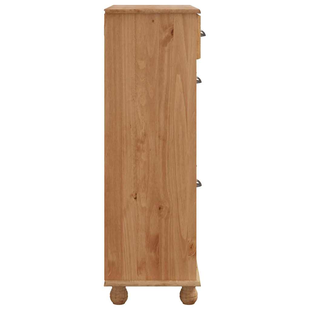 Schuhschrank ASKIM Braun 85 x 35 x 108 cm Massives Kiefernholz