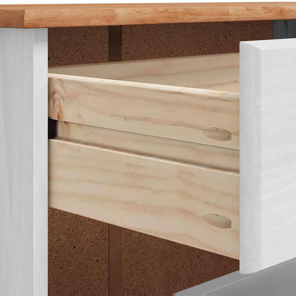 Schuhschrank ASKIM Weiß 85 x 35 x 108 cm Massives Kiefernholz