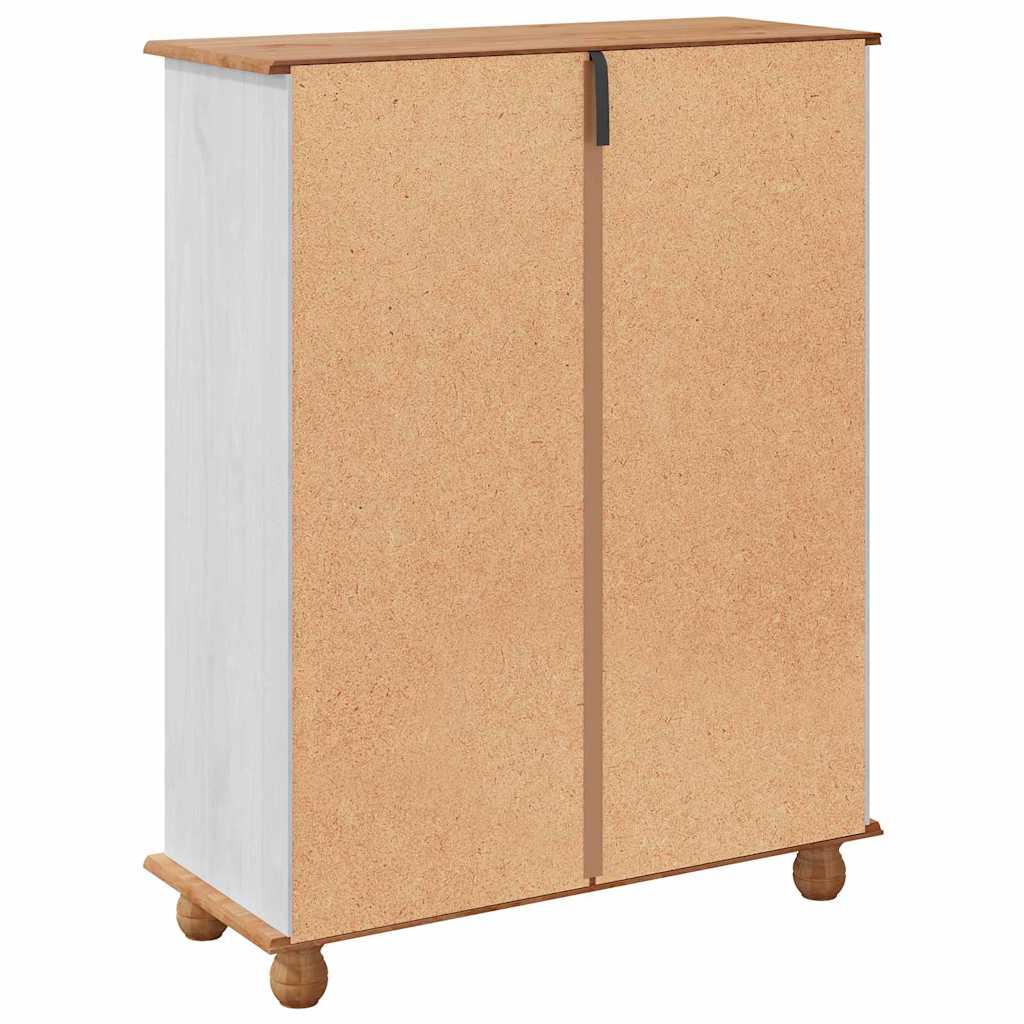 Schuhschrank ASKIM Weiß 85 x 35 x 108 cm Massives Kiefernholz