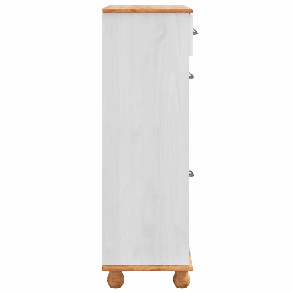 Schuhschrank ASKIM Weiß 85 x 35 x 108 cm Massives Kiefernholz