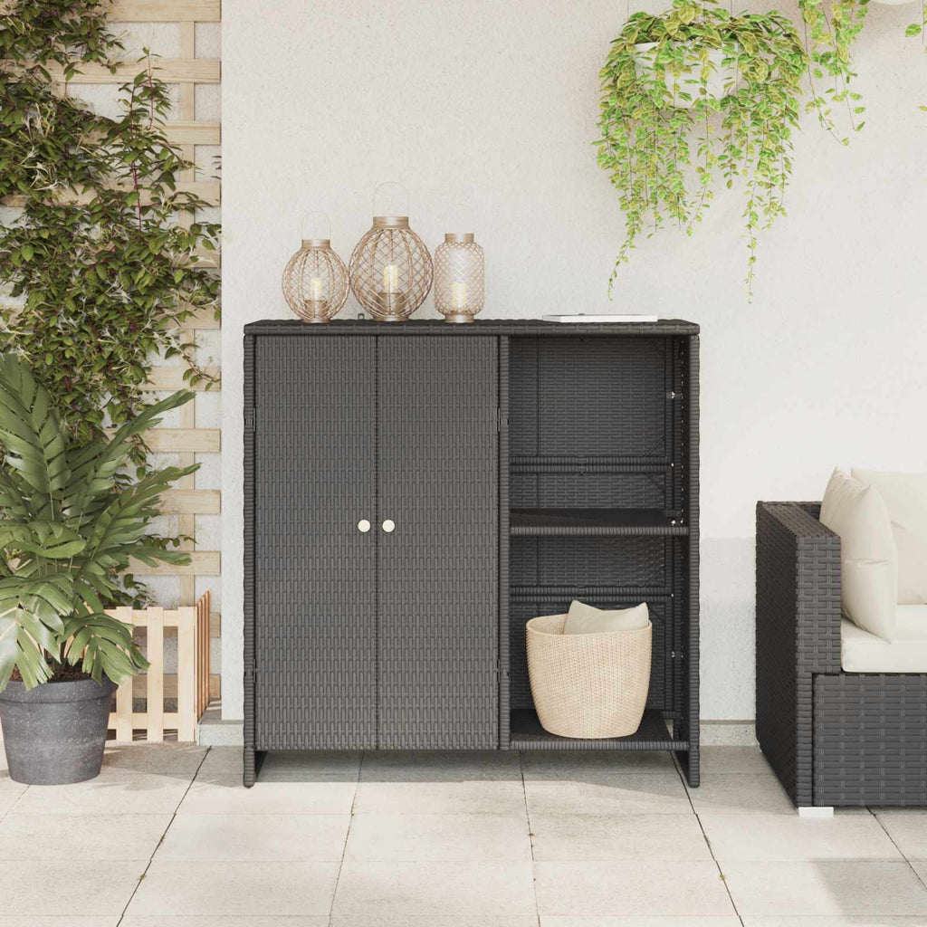 Aufbewahrungsschrank mit Regal Schwarz 100 x 36 x 102 cm Rattan