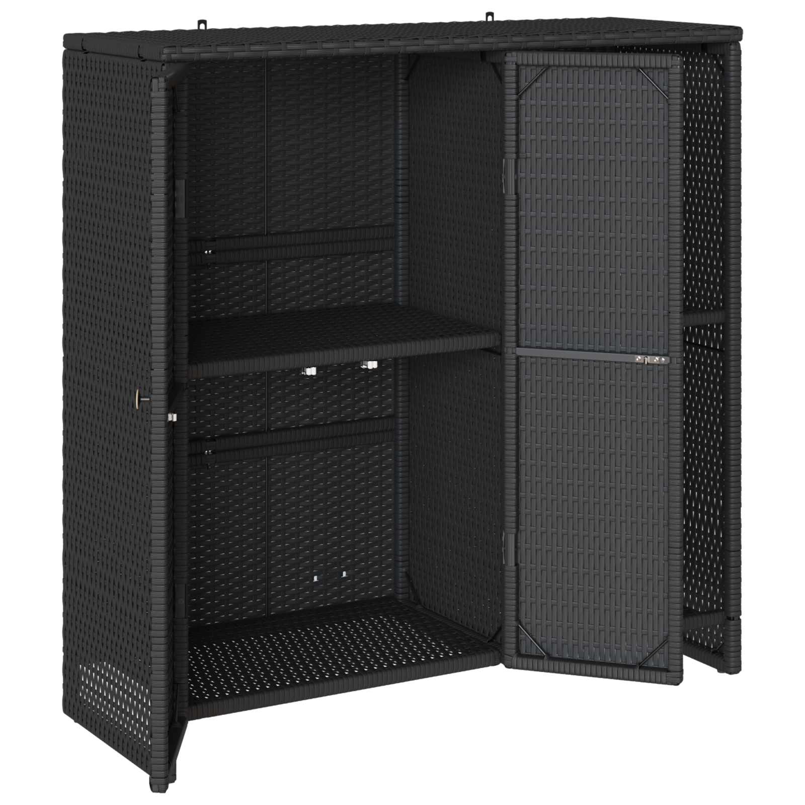 Aufbewahrungsschrank mit Regal Schwarz 100 x 36 x 102 cm Rattan
