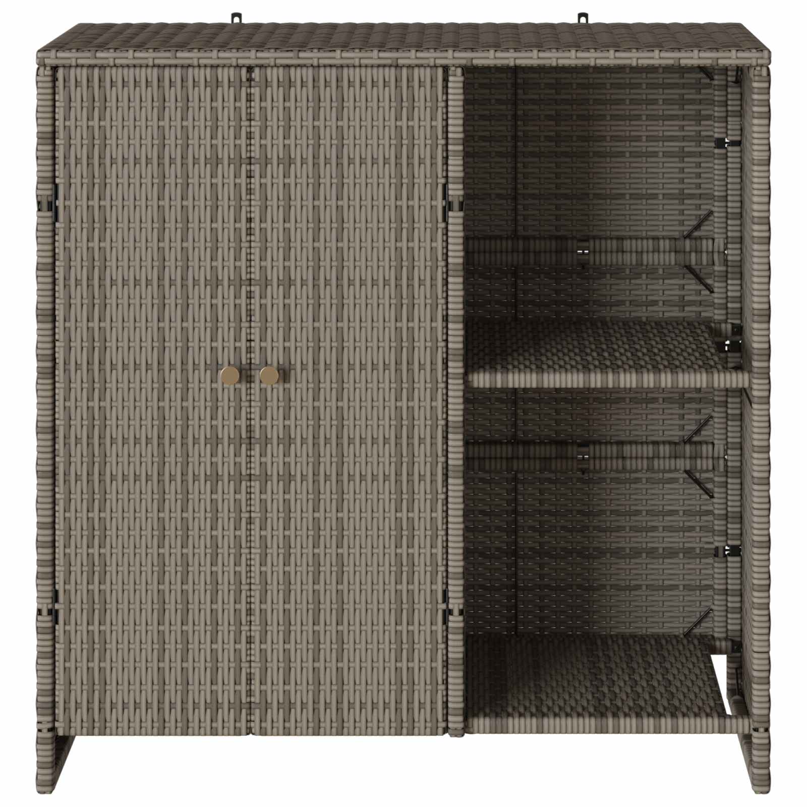 Aufbewahrungsschrank mit Regal Grau 100 x 36 x 102 cm Rattan