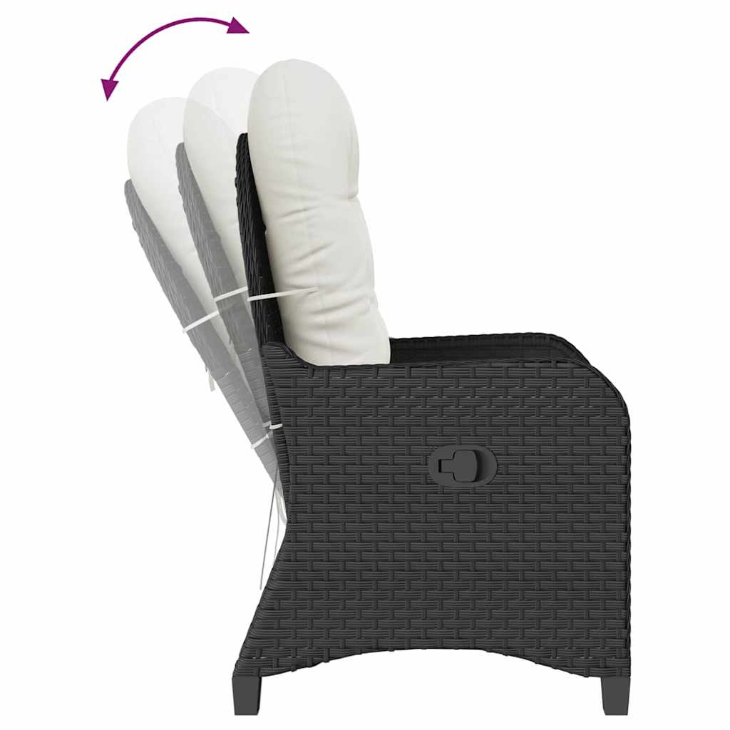 Liegestuhl mit Kissen Schwarz 56 x 66 x 95 cm Poly-Rattan