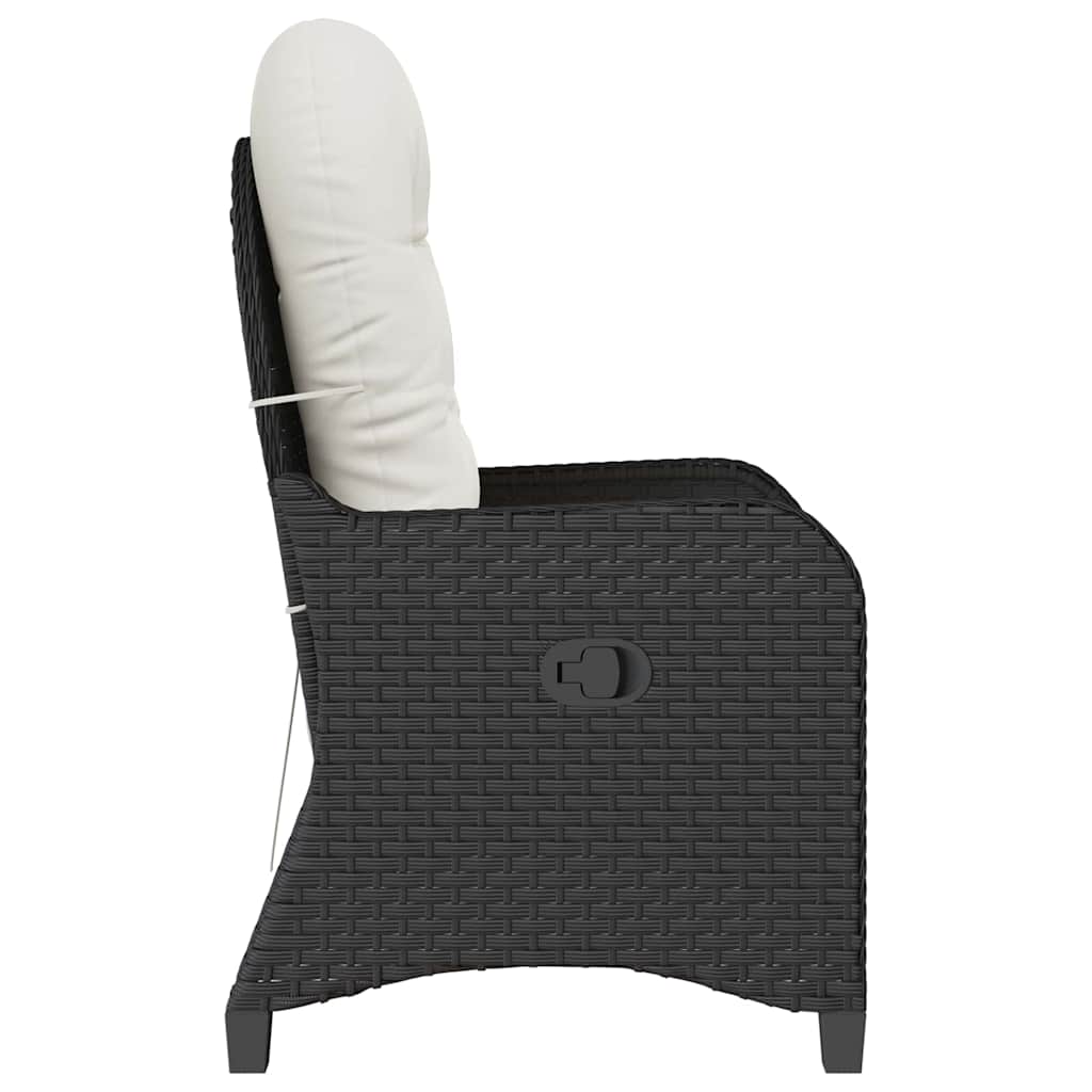 Liegestuhl mit Kissen Schwarz 56 x 66 x 95 cm Poly-Rattan