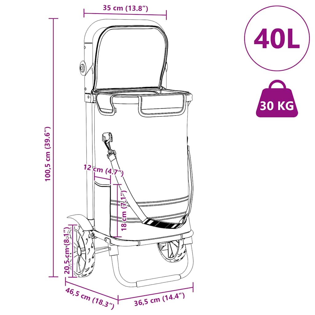 Einkaufswagen Grau 36,5 x 46,5 x 100,5 cm Oxford-stoff
