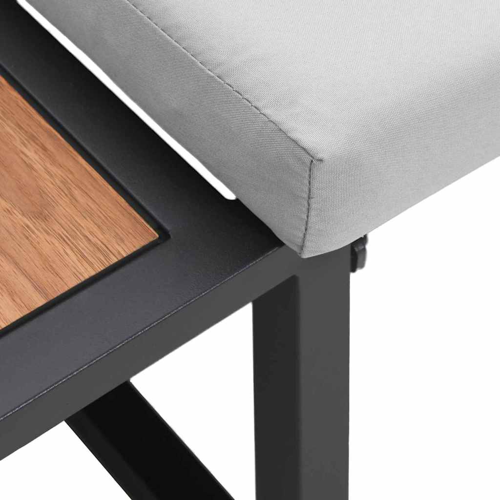 Garten-Sofa mit Kissen Hellgrau 200,5 x 70 x 85,5 cm Stahl