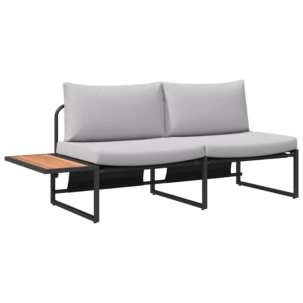 Garten-Sofa mit Kissen Hellgrau 200,5 x 70 x 85,5 cm Stahl