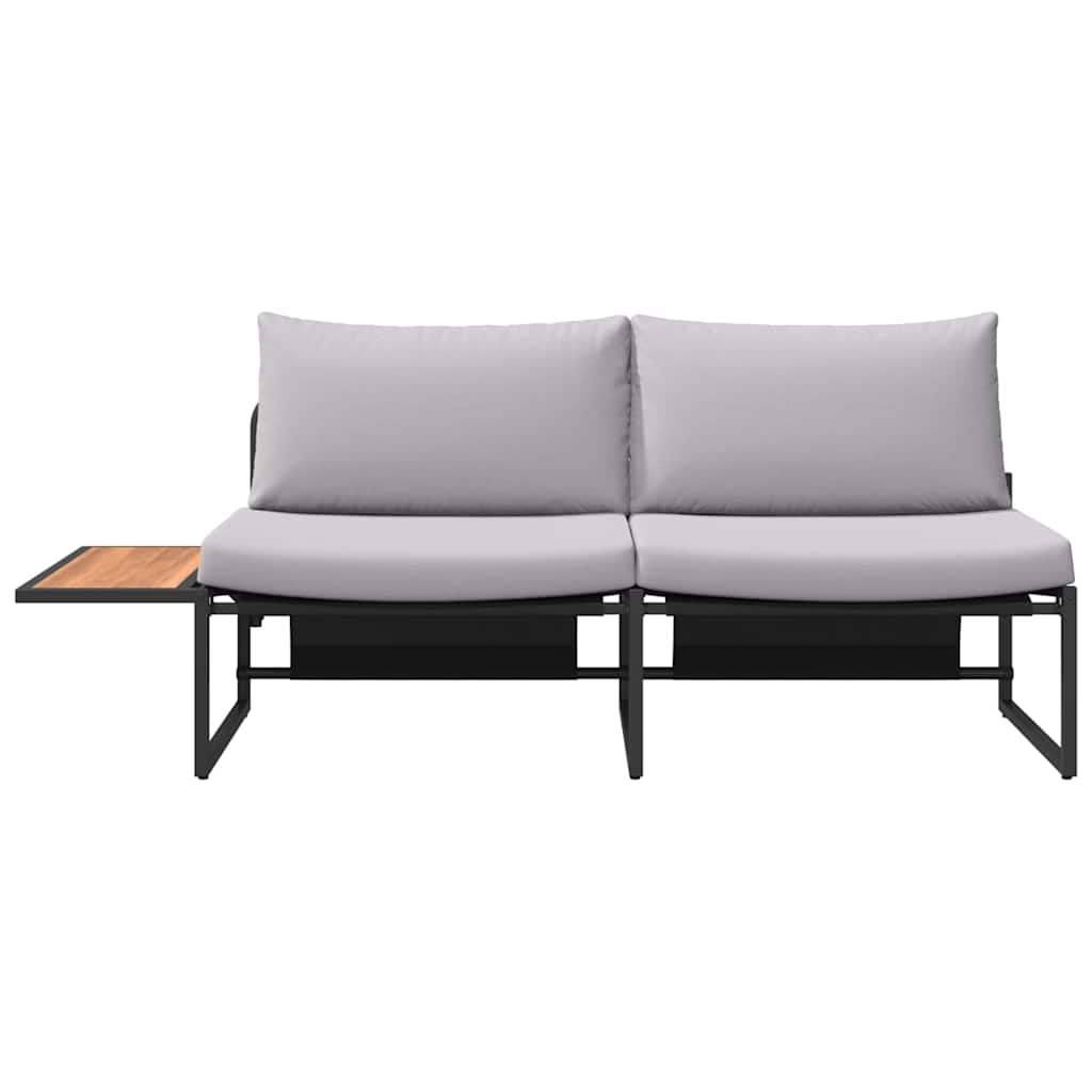 Garten-Sofa mit Kissen Hellgrau 200,5 x 70 x 85,5 cm Stahl