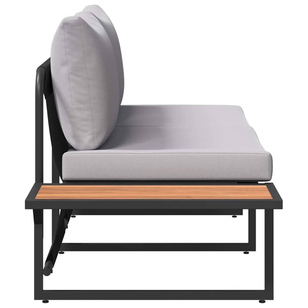 Garten-Sofa mit Kissen Hellgrau 200,5 x 70 x 85,5 cm Stahl