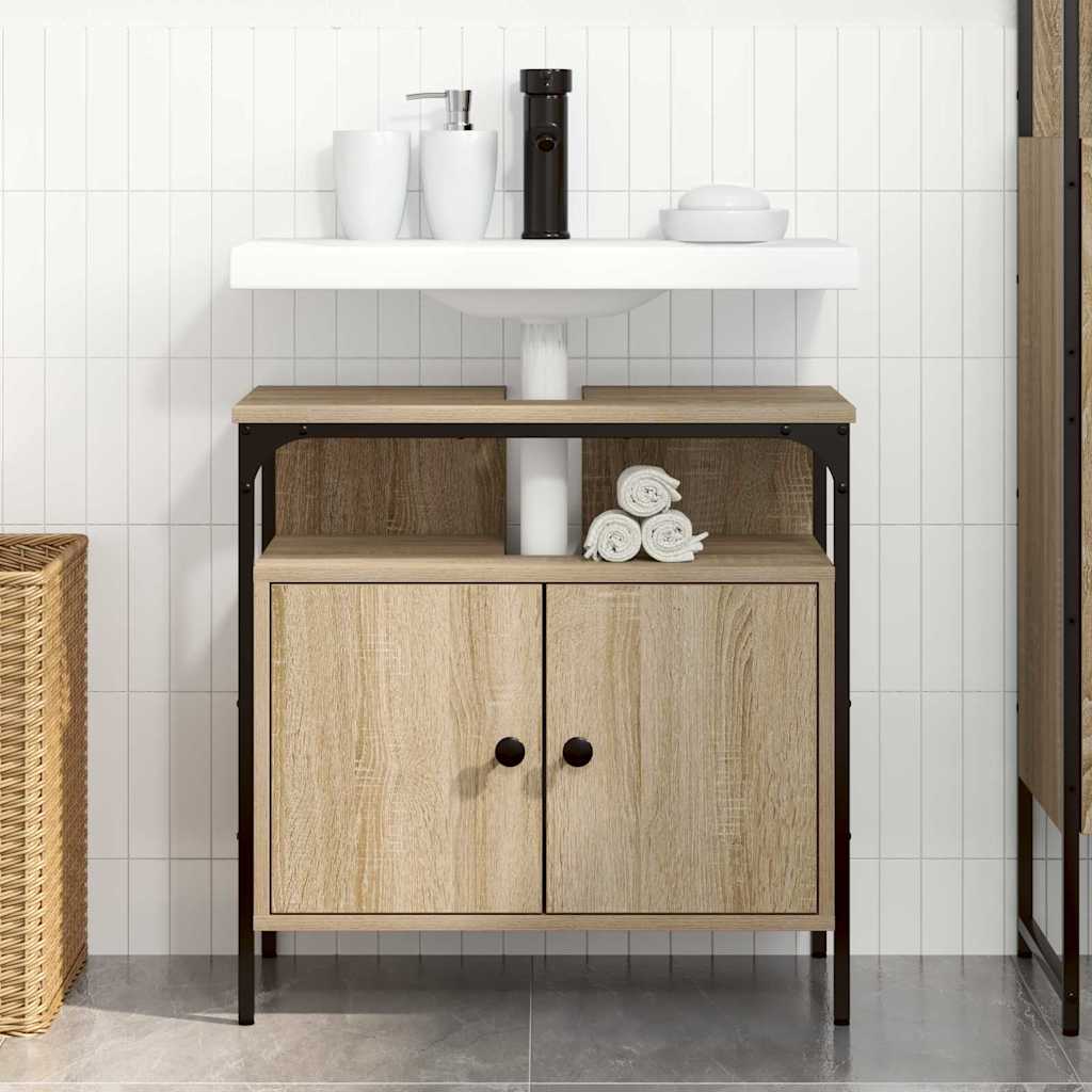Badezimmerschrank mit Tür Beige 60 x 30 x 60 cm Holzwerkstoff