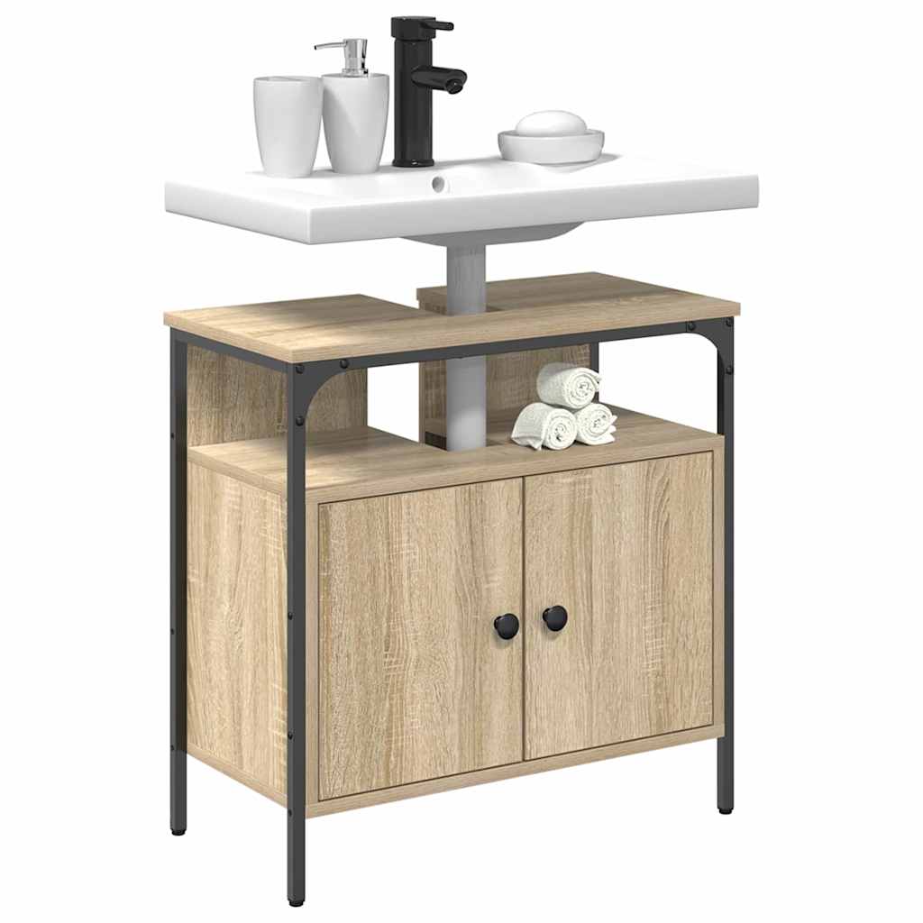 Badezimmerschrank mit Tür Beige 60 x 30 x 60 cm Holzwerkstoff