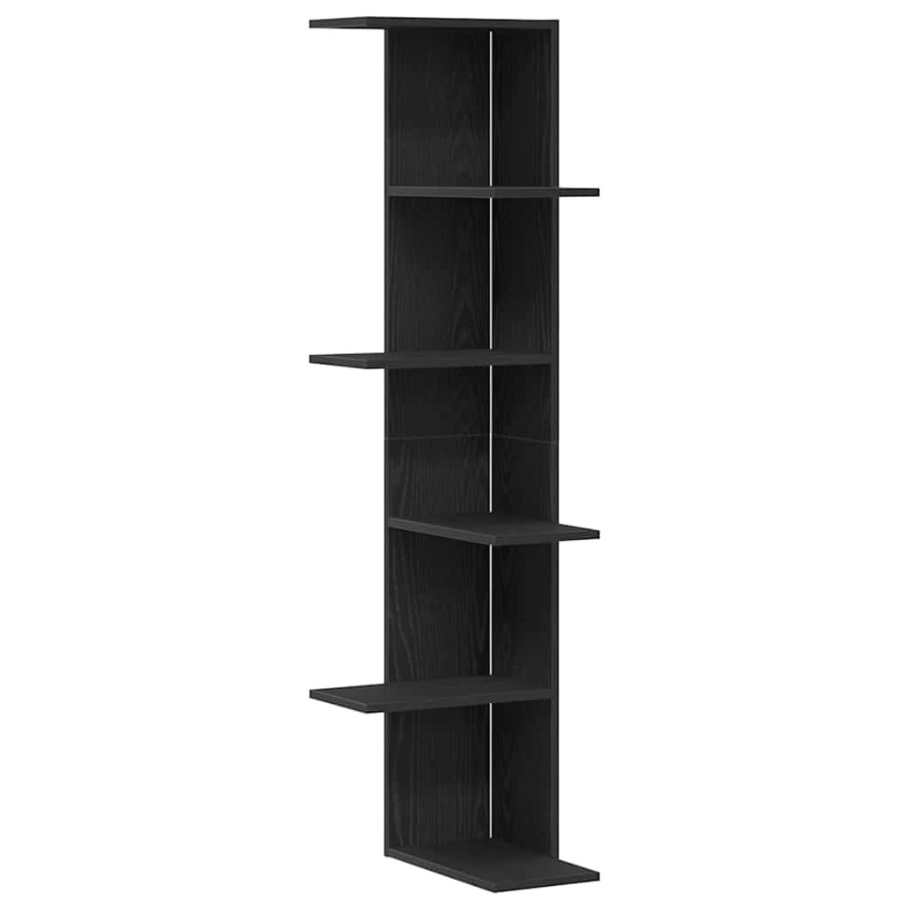 Wand-Eckregal Schwarz Eichen-Optik 36,5 x 36,5 x 140 cm