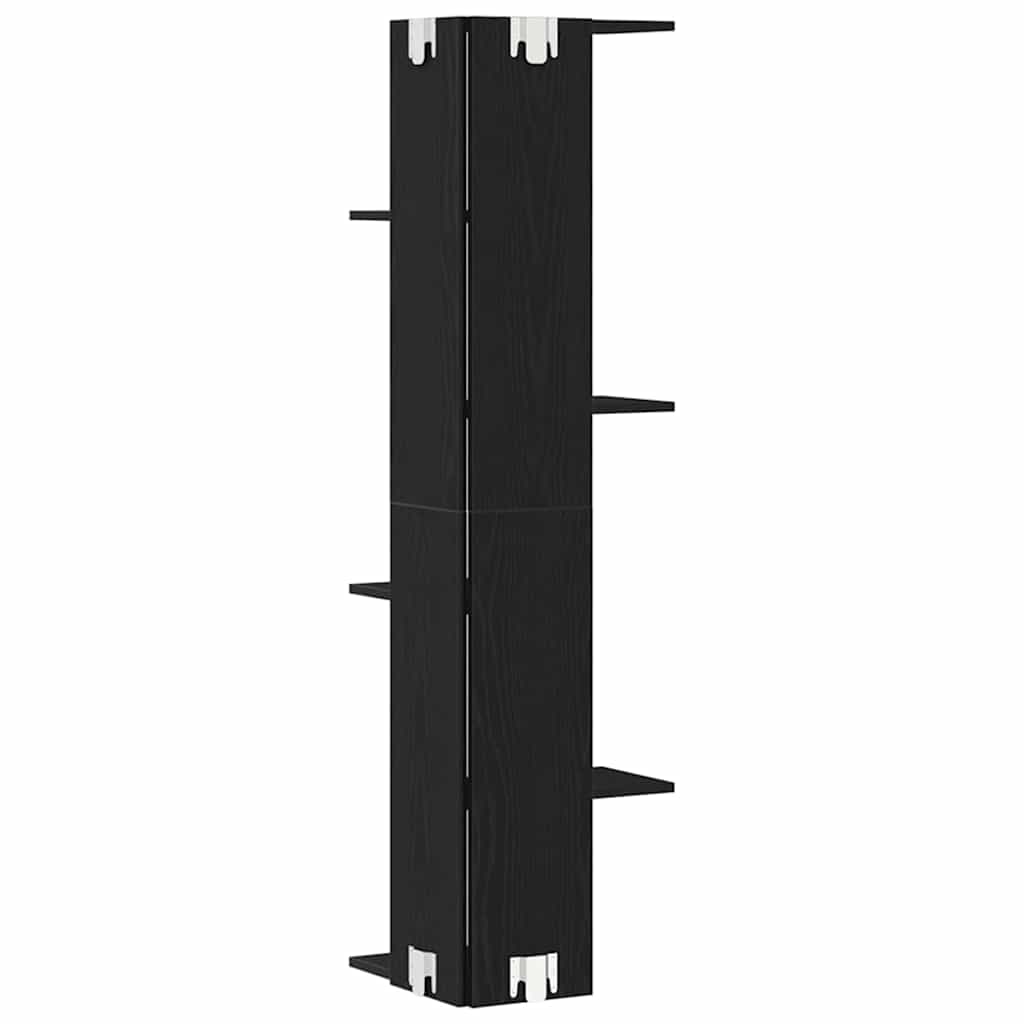 Wand-Eckregal Schwarz Eichen-Optik 36,5 x 36,5 x 140 cm