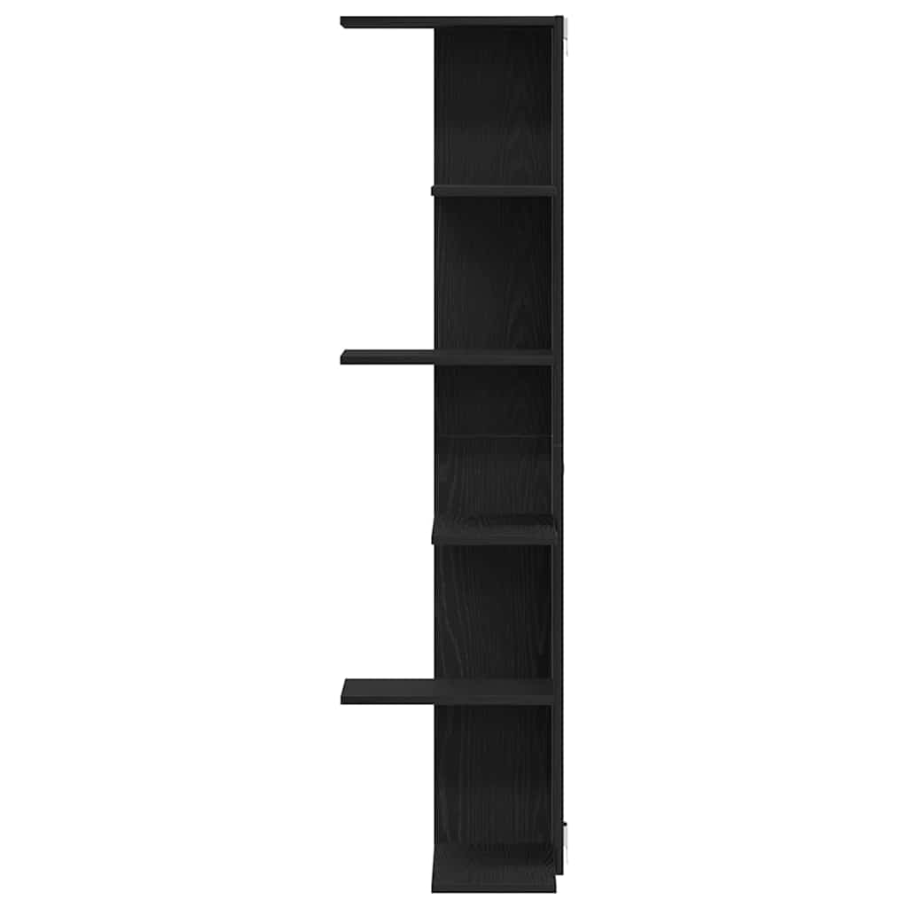 Wand-Eckregal Schwarz Eichen-Optik 36,5 x 36,5 x 140 cm