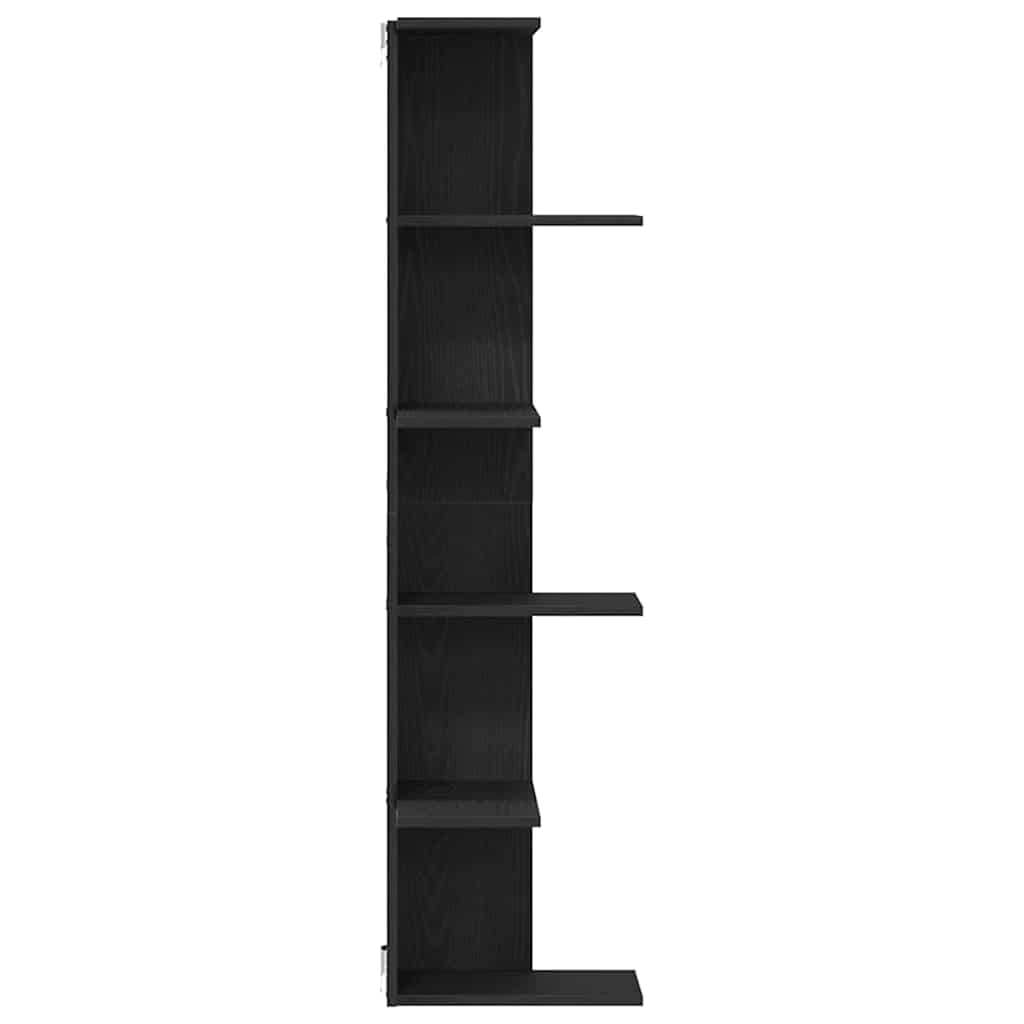 Wand-Eckregal Schwarz Eichen-Optik 36,5 x 36,5 x 140 cm