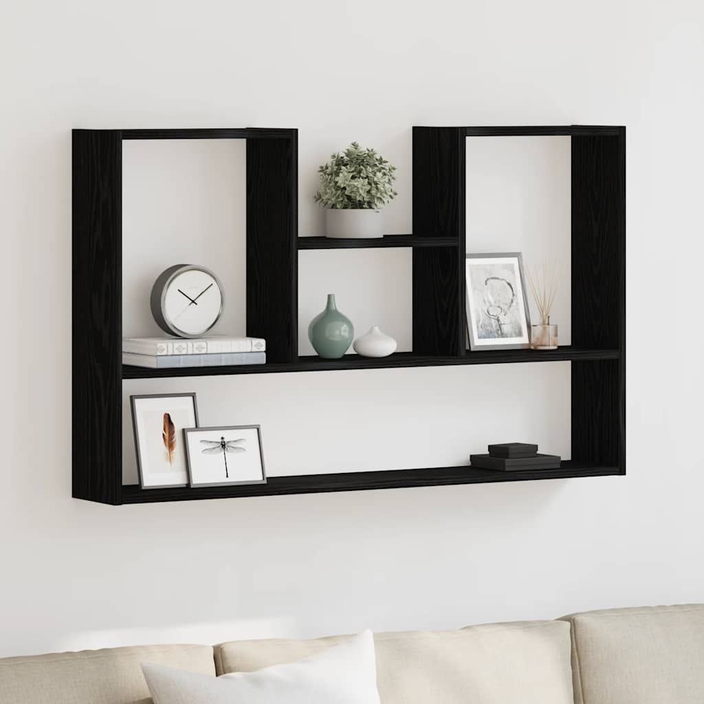 Wandregal Schwarz Eichen-Optik 99x15x60 cm Holzwerkstoff