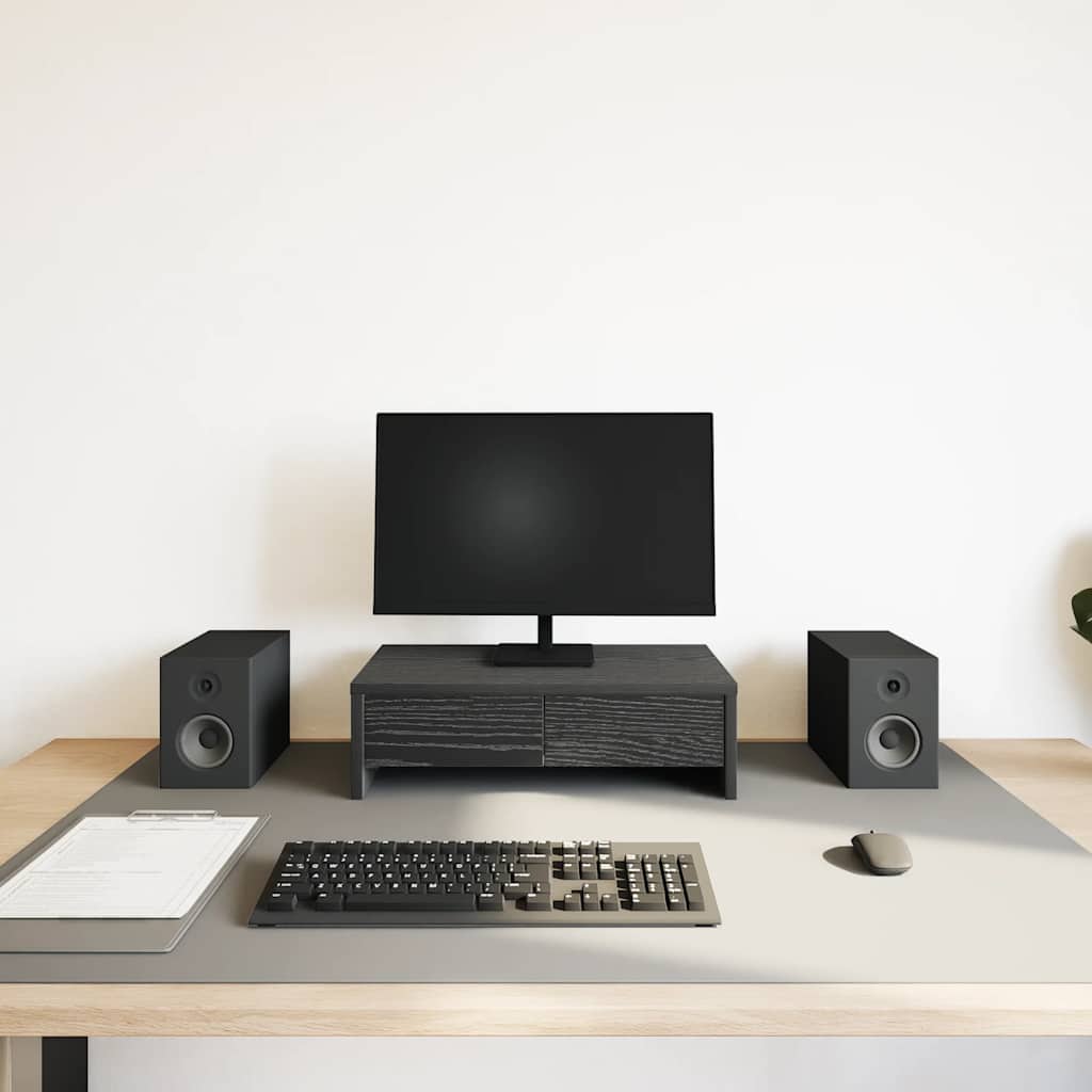 Monitorständer mit Schubladen Schwarz Eichen-Optik 50x27x15 cm