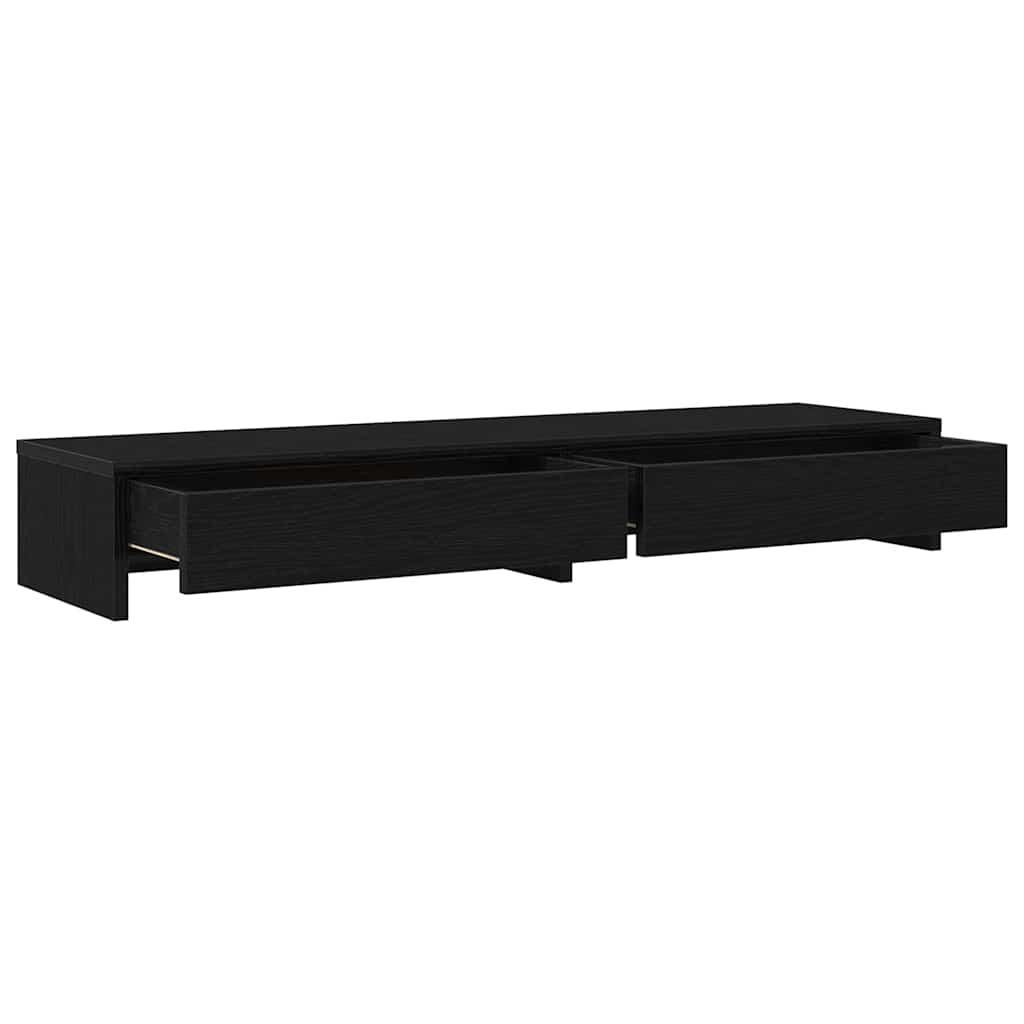 Monitorständer mit Schubladen Schwarz Eichen-Optik 100x27x15 cm