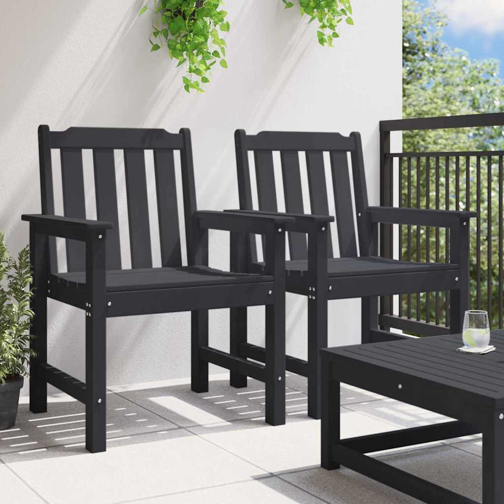 Garten-Esszimmerstuhl 2 pcs Schwarz 65,5 x 59 x 88 cm HDPE