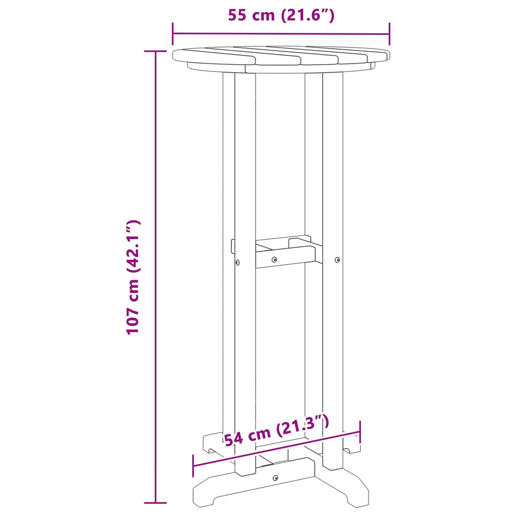 Bartisch Schwarz 55 x 55 x 107 cm Polyethylen