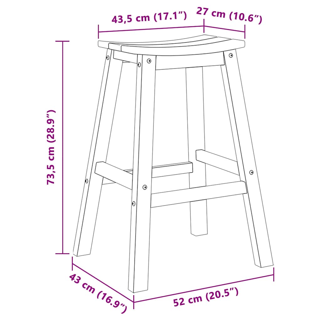 Barhocker 2 pcs Weiß 52 x 43 x 73,5 cm HDPE