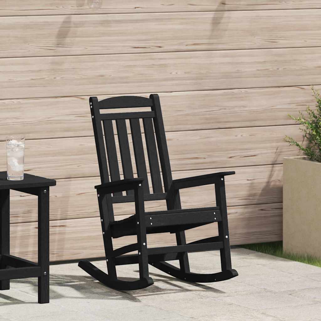 Schaukelstuhl für den Garten Schwarz 92 x 70 x 108cm HDPE