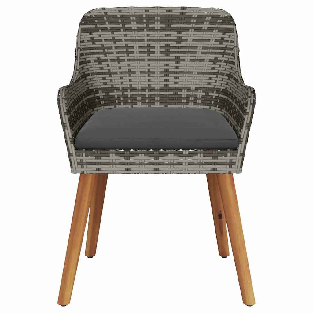 Gartenstuhl mit Kissen 2 pcs Grau 62,5 x 55 x 82 cm Poly-Rattan