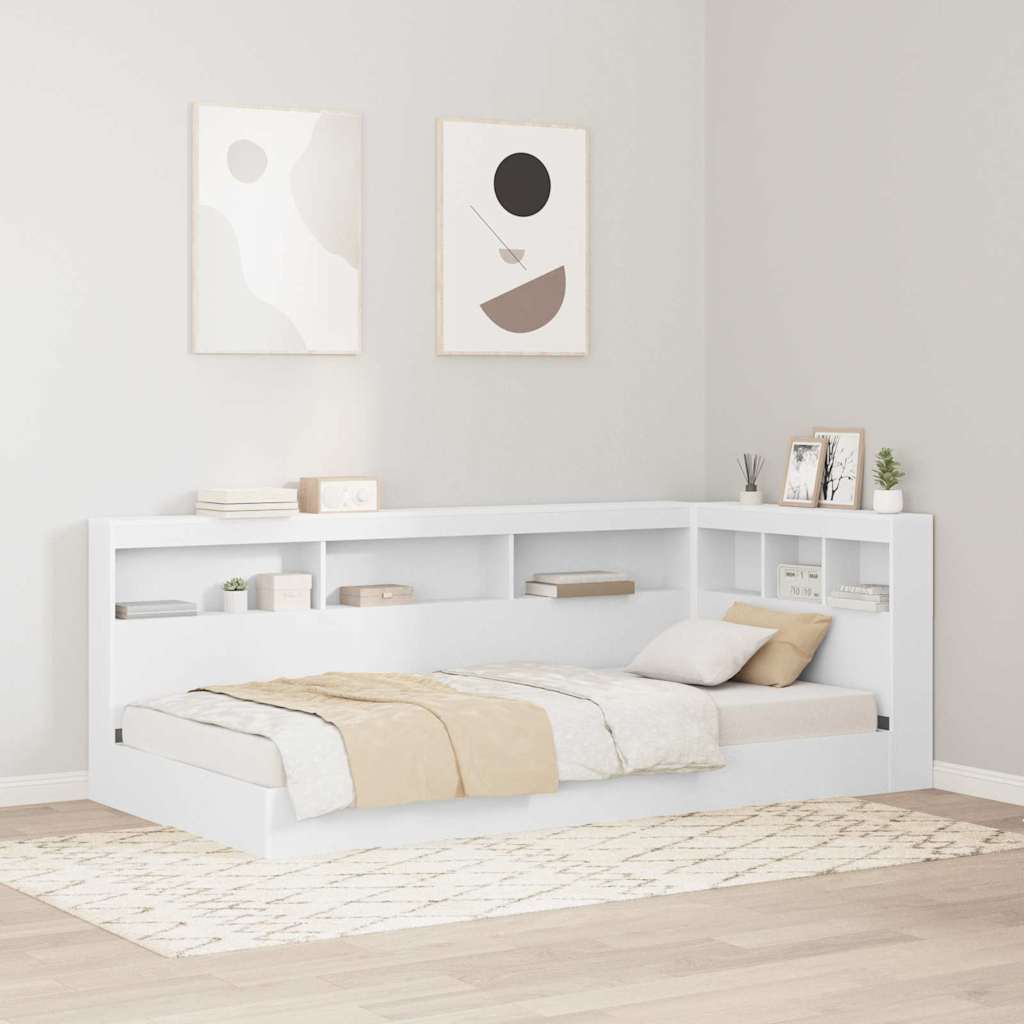 Aufbewahrungskopfteil mit Regal Weiß 80 cm Holzwerkstoff