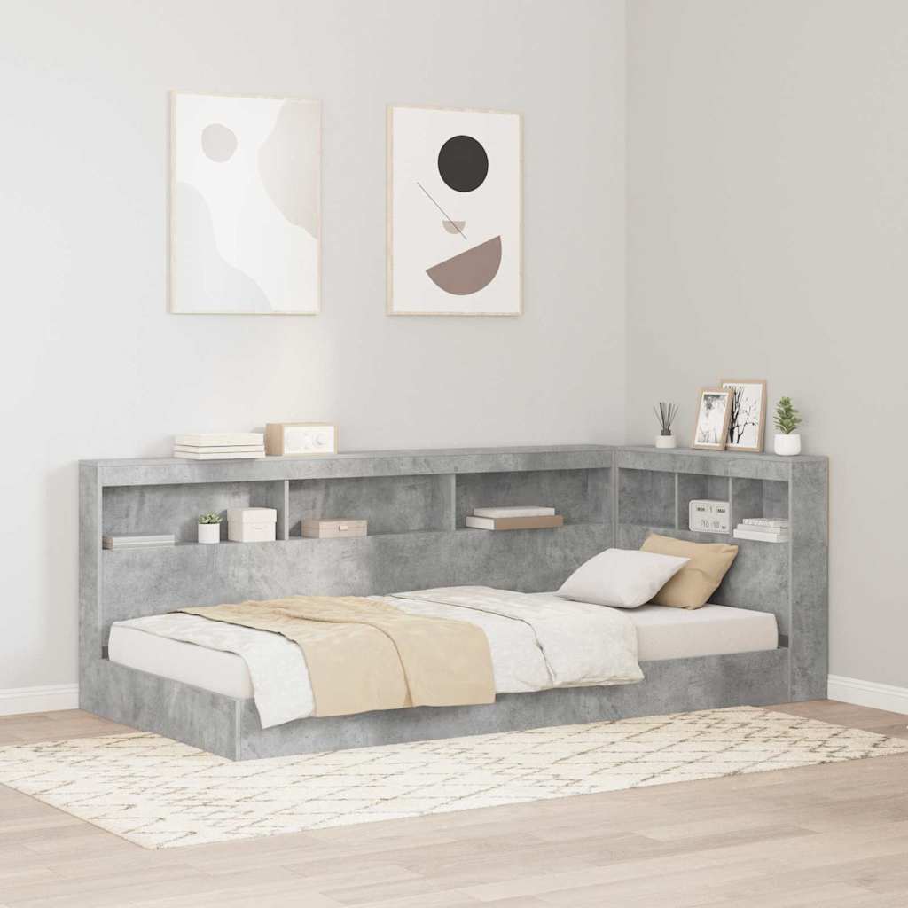 Aufbewahrungskopfteil mit Regal Beton Grau 80 cm Holzwerkstoff