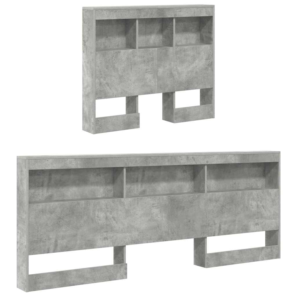 Aufbewahrungskopfteil mit Regal Beton Grau 80 cm Holzwerkstoff