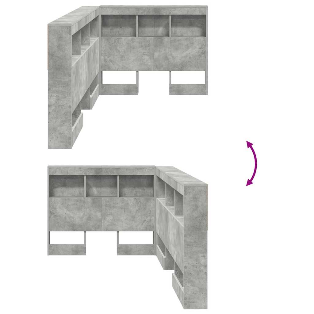 Aufbewahrungskopfteil mit Regal Beton Grau 80 cm Holzwerkstoff