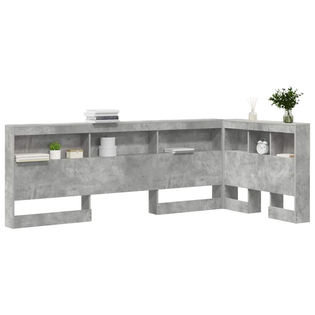 Aufbewahrungskopfteil mit Regal Beton Grau 80 cm Holzwerkstoff