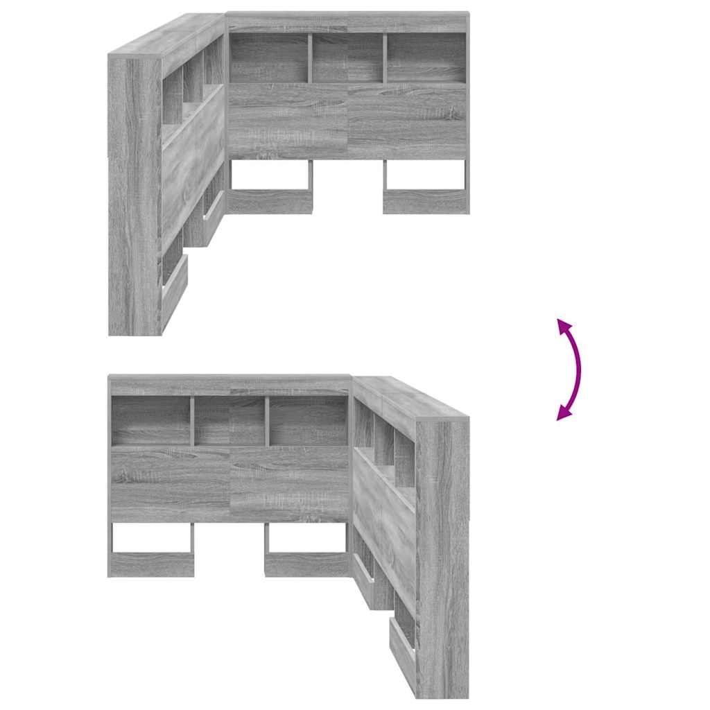 Aufbewahrungskopfteil Graues Sonoma 80 cm Holzwerkstoff