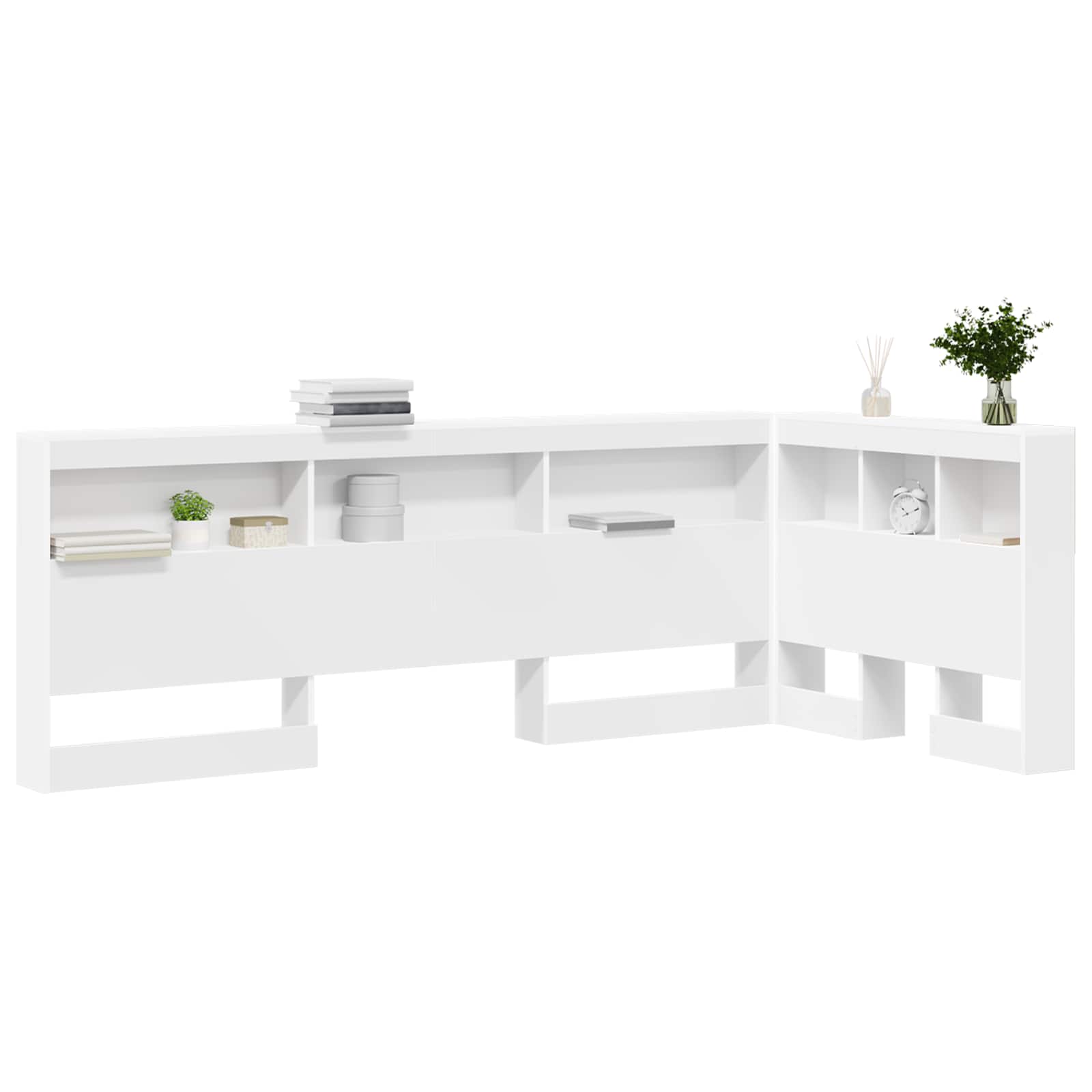 Aufbewahrungskopfteil mit Regal Weiß 90 cm Holzwerkstoff