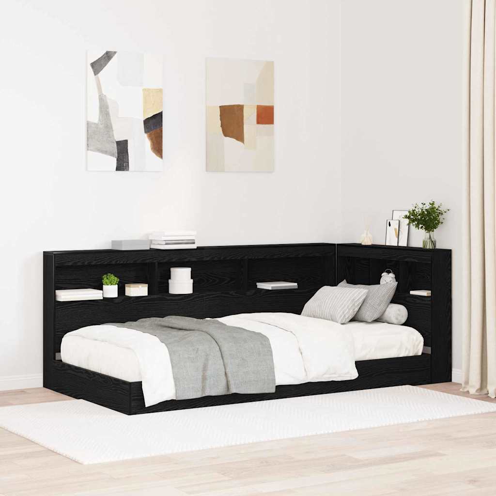 Aufbewahrungskopfteil Schwarz Eichen-Optik 90 cm Holzwerkstoff