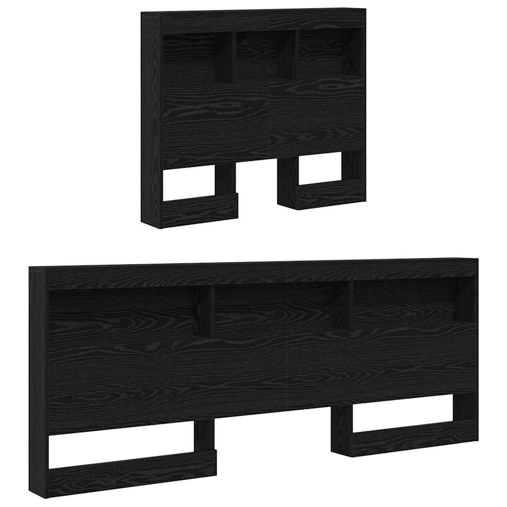 Aufbewahrungskopfteil Schwarz Eichen-Optik 90 cm Holzwerkstoff