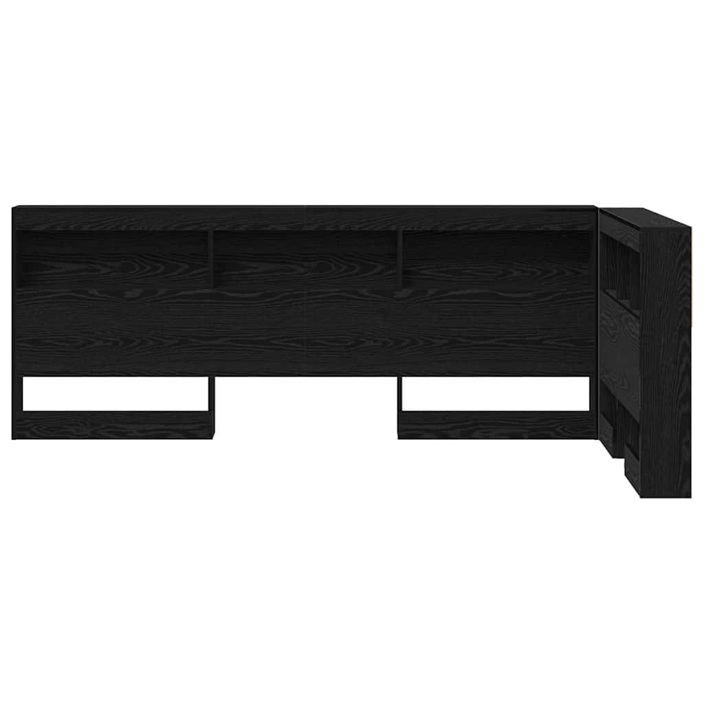 Aufbewahrungskopfteil Schwarz Eichen-Optik 90 cm Holzwerkstoff