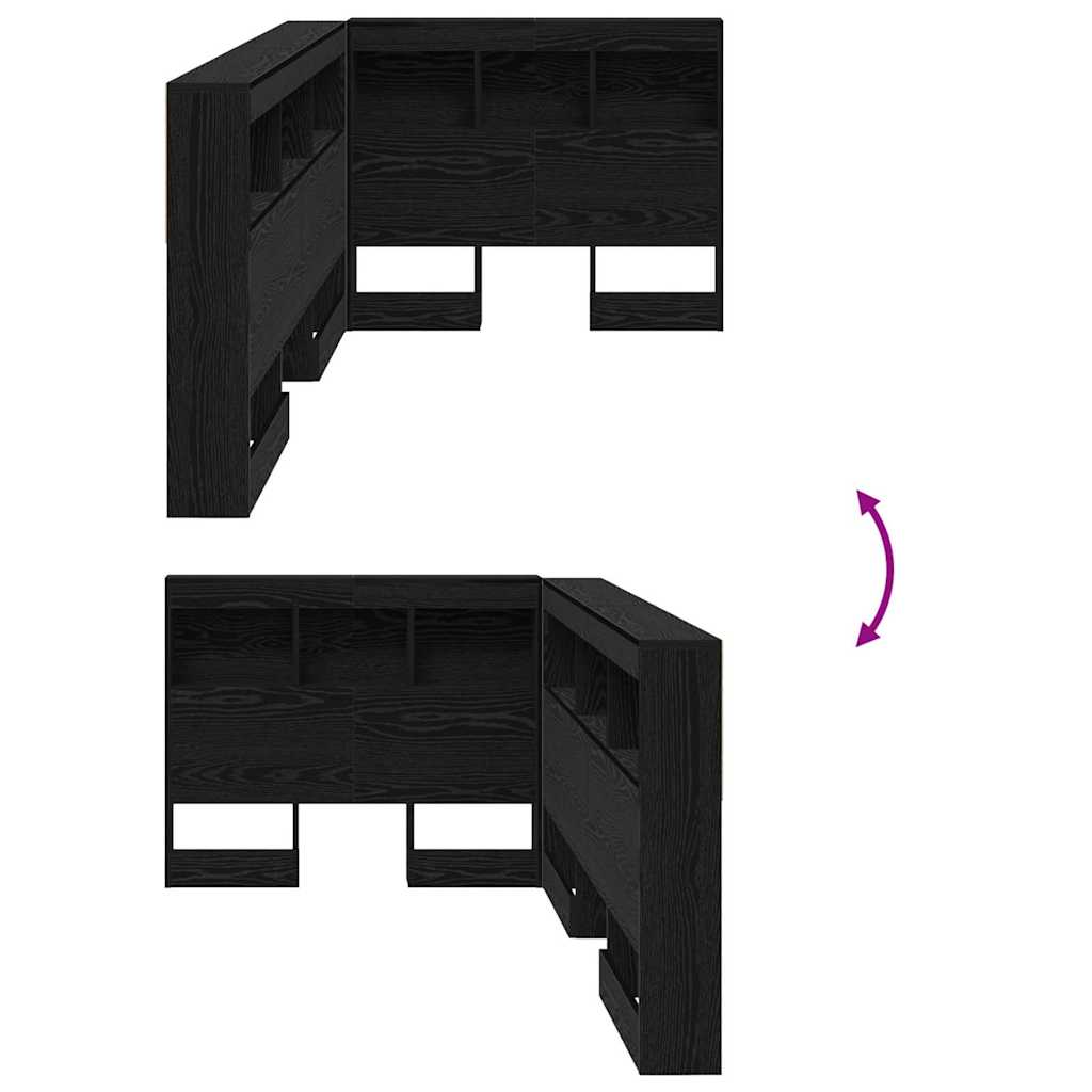 Aufbewahrungskopfteil Schwarz Eichen-Optik 90 cm Holzwerkstoff