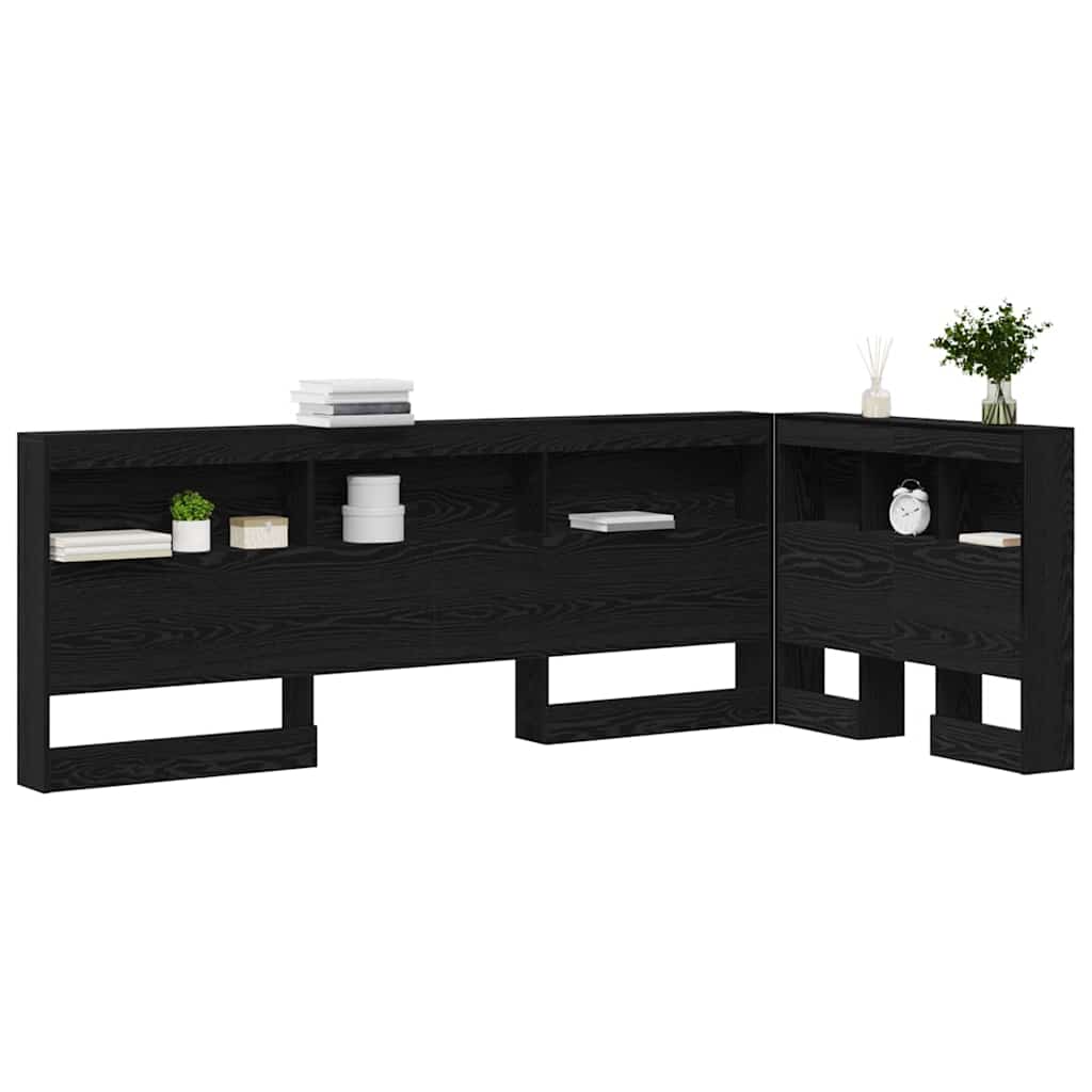 Aufbewahrungskopfteil Schwarz Eichen-Optik 90 cm Holzwerkstoff