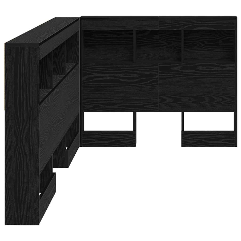 Aufbewahrungskopfteil Schwarz Eichen-Optik 90 cm Holzwerkstoff